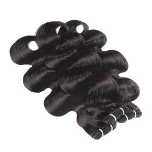 center wig remy hair black body wave bundles laotian weaving