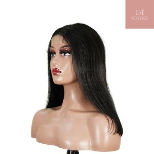 center wig natural black remy hair 2x6 lace closure straight bob human hair wig