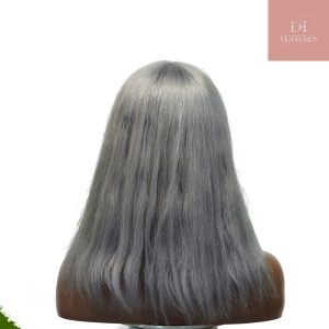 center wig machine made gray wig remy hair 12p