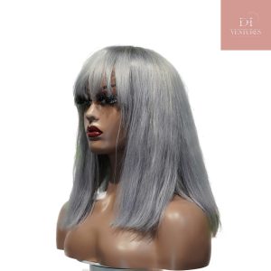 center wig machine made gray wig remy hair 12p