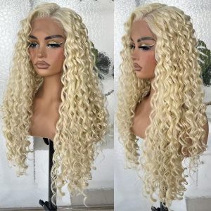 Home center wig 13x4 deep wave lace front wig 613 remy hair
