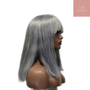 center wig machine made gray wig remy hair 12p