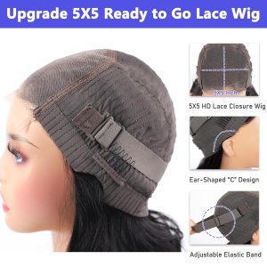 center wig natural black remy hair 5x5 lace closure straight bob human hair wig