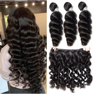 center wig asian raw hair loose wave bundles