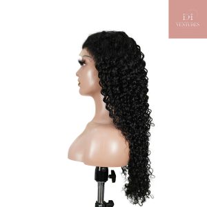 center wig natural black remy hair 6x7 lace closure deep wave human hair wig
