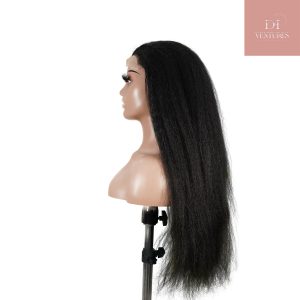 center wig natural black remy hair 6x7 lace closure yaki straight human hair wig