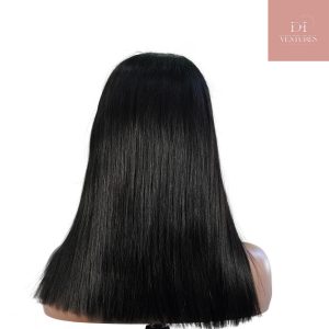 center wig natural black remy hair 5x5 lace closure straight bob human hair wig