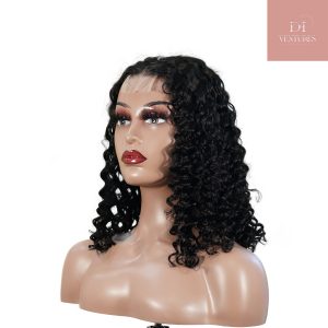 center wig natural black remy hair 2x6 lace closure deep wave bob human hair wig