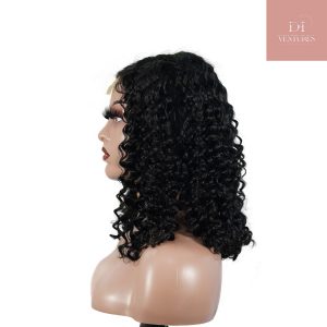 center wig natural black remy hair 2x6 lace closure deep wave bob human hair wig