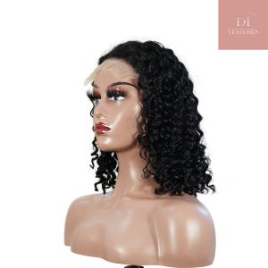 center wig natural black remy hair 5x5 lace closure deep wave 12 inch bob human hair wig