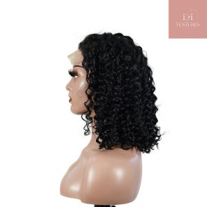 center wig natural black remy hair 5x5 lace closure jerry curly 12 inch bob human hair wig