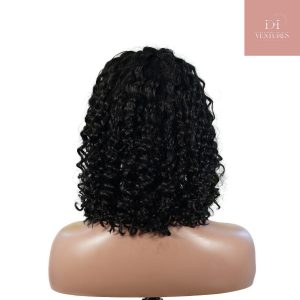 center wig natural black remy hair 5x5 lace closure deep wave 12 inch bob human hair wig