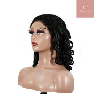 center wig natural black remy hair 5x5 lace closure bouncy curls human hair wig