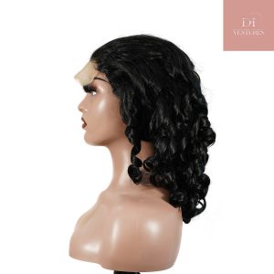 center wig natural black remy hair 5x5 lace closure bouncy curls human hair wig