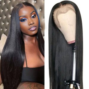 center wig 13x4 straight hd lace front wig natural black remy hair